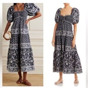 Sea New York Black and White Patterned Midi Dress